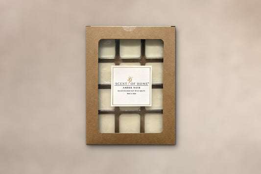 Amber Noir soy wax melts, dye-free and phthalate-free, by Scent of Home