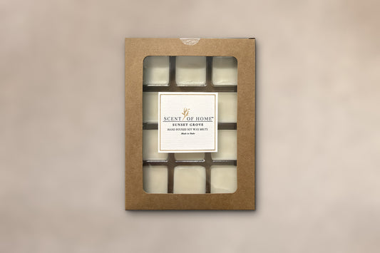 Sunset Grove soy wax melts, dye-free and phthalate-free, by Scent of Home